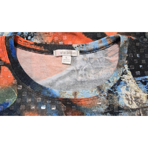 Erin London Woman's Casual Clear Shiny Tunic Top Round Neck Long Sleeve Size L - Picture 5 of 8